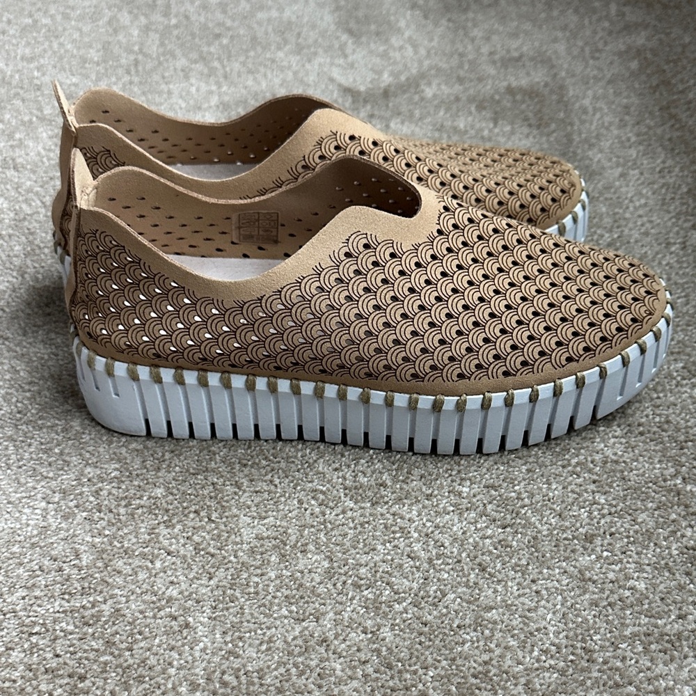 Ilse Jacobsen Tan Platform Slip-On Shoes